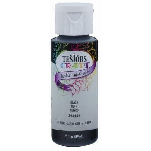 TESTOR ACR 292421A 2OZ Black Matte Acrylic Paint, 2 Fl Oz
