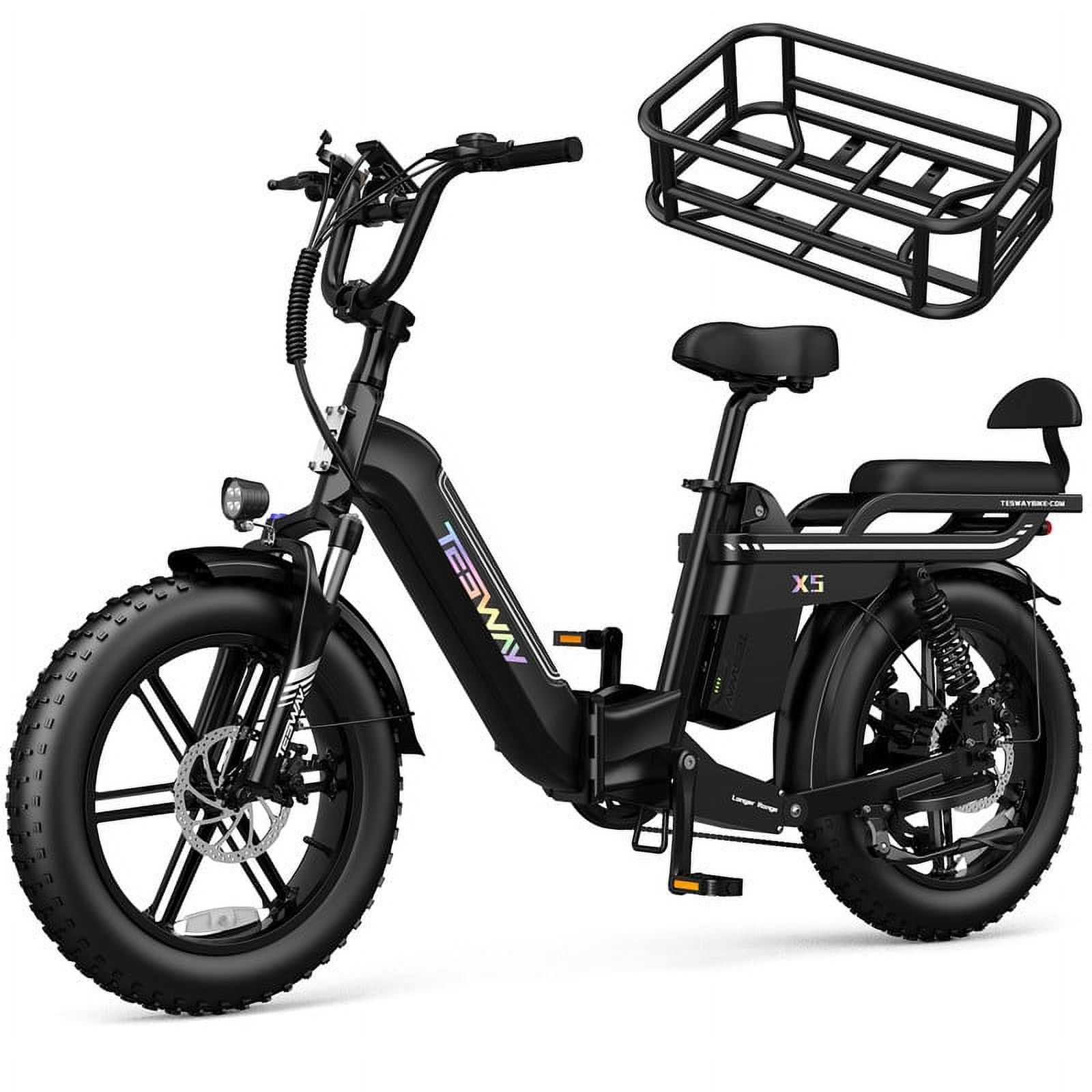 TESWAY 48V 25AH Electric Bike for Adults 80Miles Long Range Electric Cargo Bike Motorcyclegrade