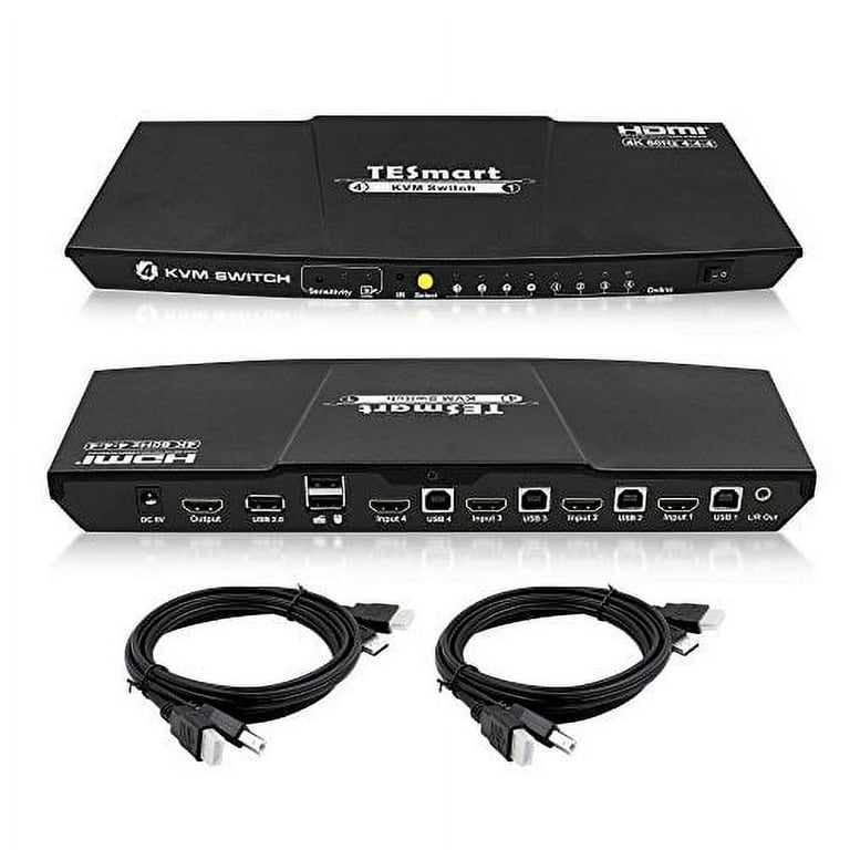 TESmart 4-Port HDMI KVM Switch - 4K 60Hz UHD - Audio Output and USB Sharing - 4x1 TESmart 4-Port HDMI KVM Switch - 4K 60Hz UHD - Audio Output and USB Sharing - 4x1