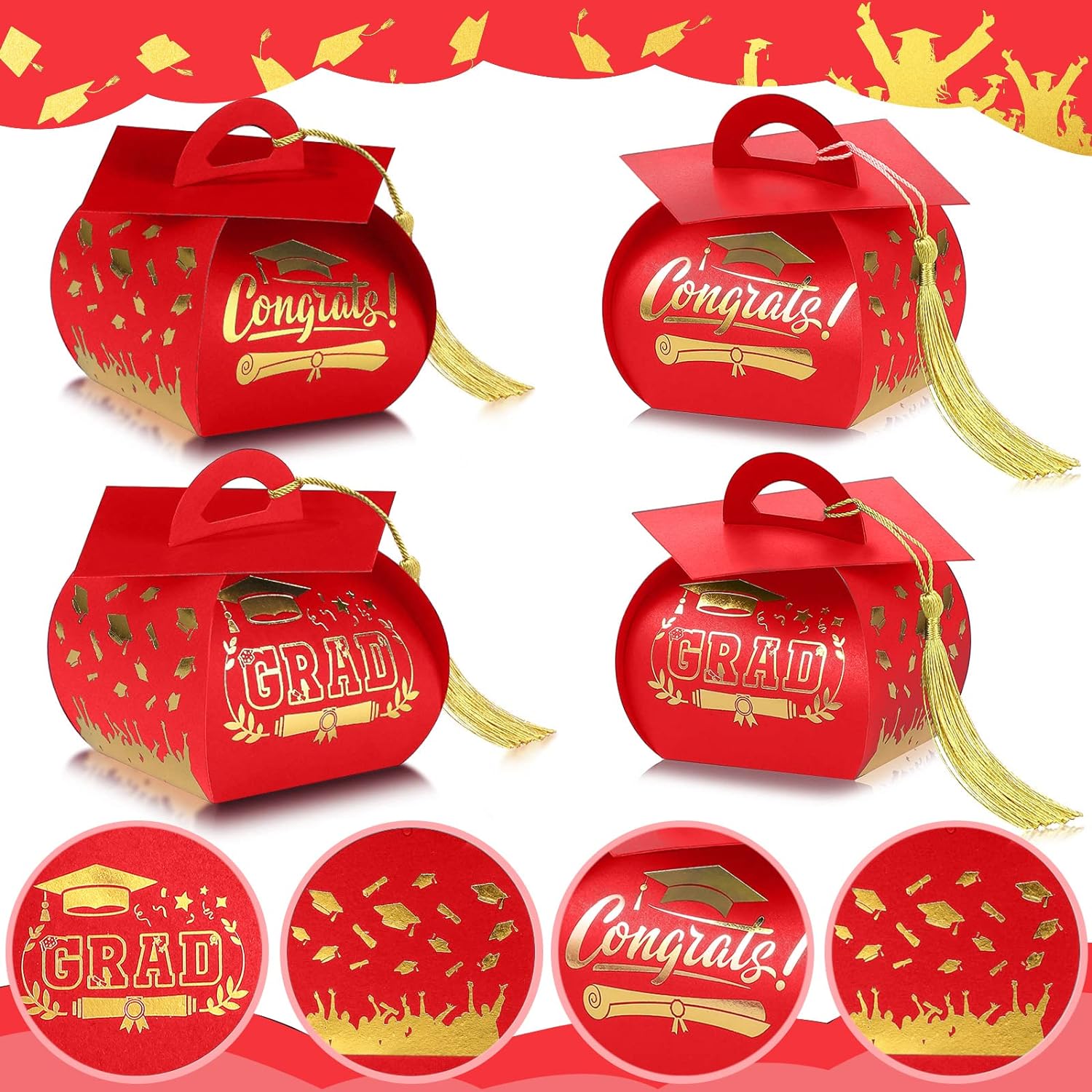 TETAIA 10 PCS Graduation Cap Gift Box Graduation Party Favors Candy ...