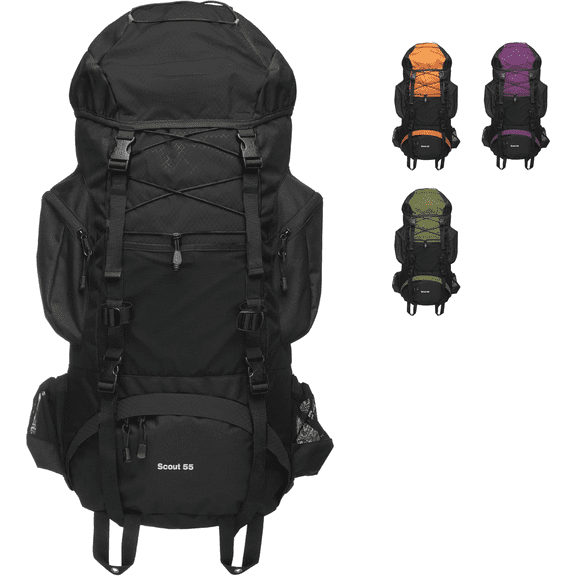 TETON 55L Scout Internal Frame Backpack for Hiking, Camping, Backpacking, Rain Cover Included