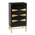 thumbnail image 1 of Saltoro Sherpi Wooden Side Table with Metal Base and Four Drawers, Black and Gold, 1 of 7