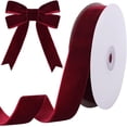 thumbnail image 1 of TETOU 1 Inch 10 Yards Burgundy Velvet Ribbon,Velvet Christmas Ribbon for Gift Wrapping Crafts Bow Wreath Holiday Decorations, 1 of 7