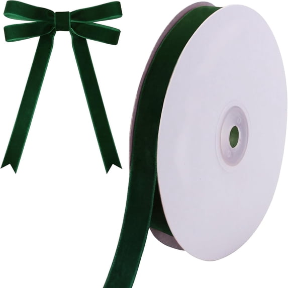 TETOU 5/8 Inch 10 Yards Dark Green Velvet Ribbon,Velvet Christmas Ribbon for Gift Wrapping Crafts Bow Wreath Holiday Decorations