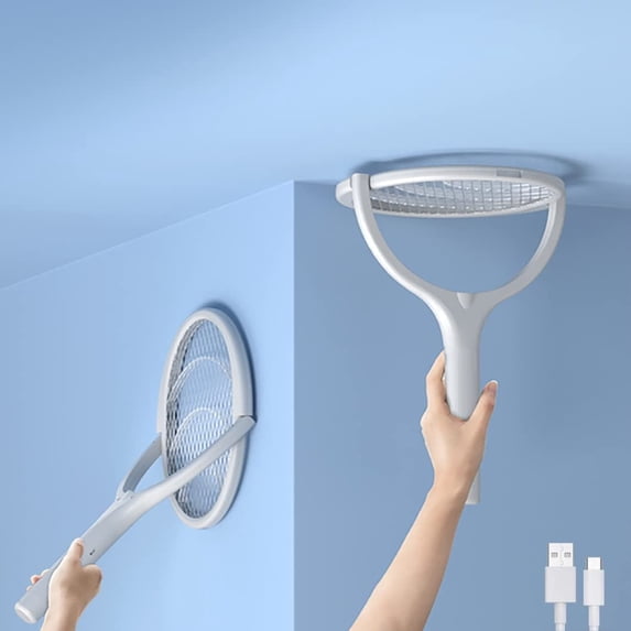 Fly Swat Racket TETOU Electric Fly Swatter Racket, Rotating Head, USB Rechargeable ...