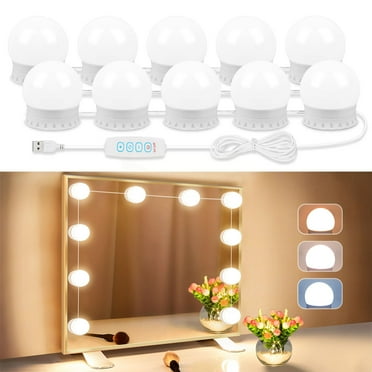 TETOU 10 LED Vanity Lights for Mirror 10 Level Brightness Adjustable USB Cable Makeup Dressing Room Bathroom Dimmable Lighting Bulbs