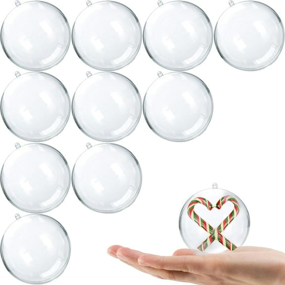TETOU 10Pcs Christmas Ornaments Balls, 60mm Clear Plastic Fillable Ornament for Crafts, Clear Acrylic DIY Ornaments for Christmas Tree Holiday Wedding Party Home Hanging Decor