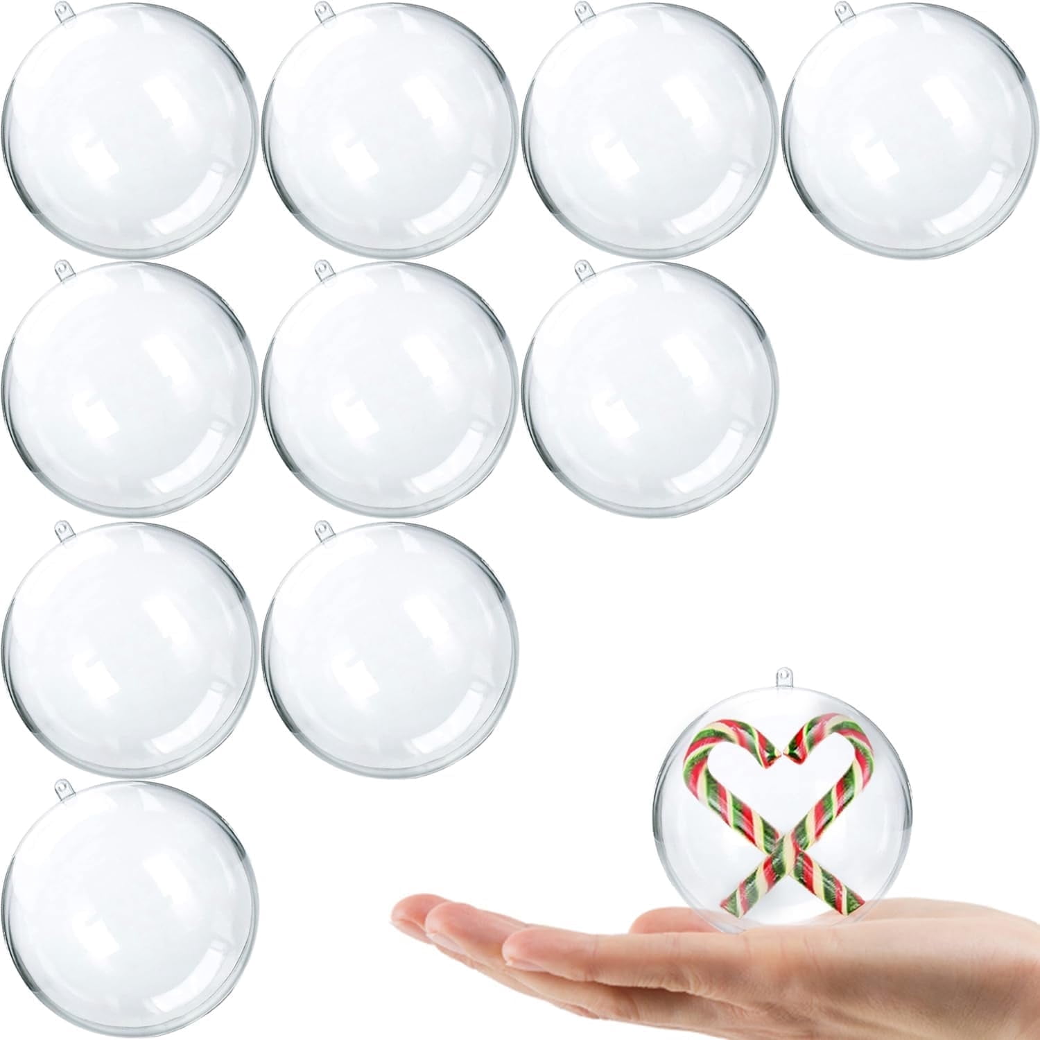 TETOU 10Pcs Christmas Ornaments Balls, 60mm Clear Plastic Fillable ...