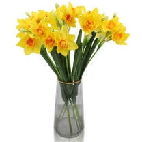 TETOU 10pcs Artificial Daffodils Flowers Real Branches for Vase Arrangement Store Home Wedding Decor - Yellow