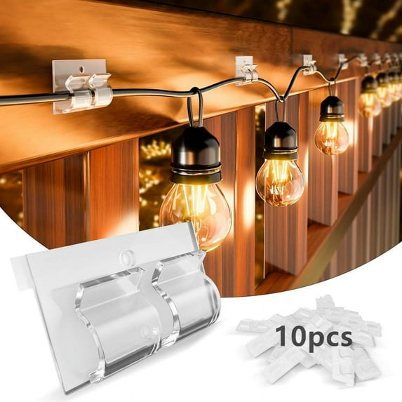 TETOU 10pcs Hooks for Outdoor String Lights Clips Heavy Duty Cable Clips for Hanging Christmas Light Rope Organizer