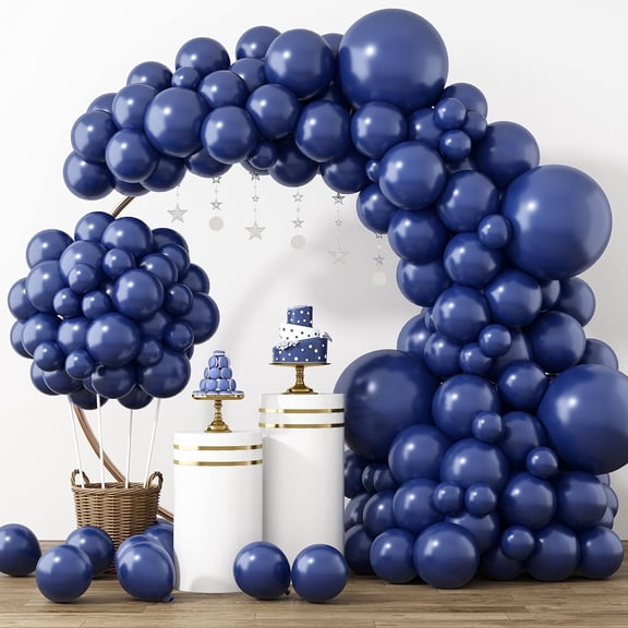 TETOU 129Pcs Navy Blue Ballons, Latex Party Balloons, Different Sizes 18/12/10/5 Inch Party Balloon Kit for Birthday Party Graduation Baby Shower Wedding Balloon Decoration - Navy Blue