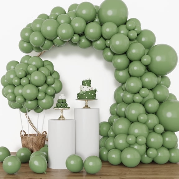 TETOU 129Pcs Sage Green Ballons, Latex Party Balloons, Different Sizes 18/12/10/5 Inch Party Balloon Kit for Birthday Party Graduation Baby Shower Wedding Balloon Decoration - Sage Green