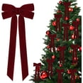 thumbnail image 1 of TETOU 12Pcs Burgundy Velvet Ribbon Christmas Bows Decorations,5x10 Inch Xmas Bows Ornaments for Christmas Tree Home Party Staircase Door Wreath Garland Fireplace Mantel Holiday Decor, 1 of 6