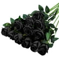 thumbnail image 1 of TETOU 12pcs Artificial Rose Flower Silk Fake Roses Real Touch for Party Wedding Centerpiece Bouquet Decor - Black, 1 of 8