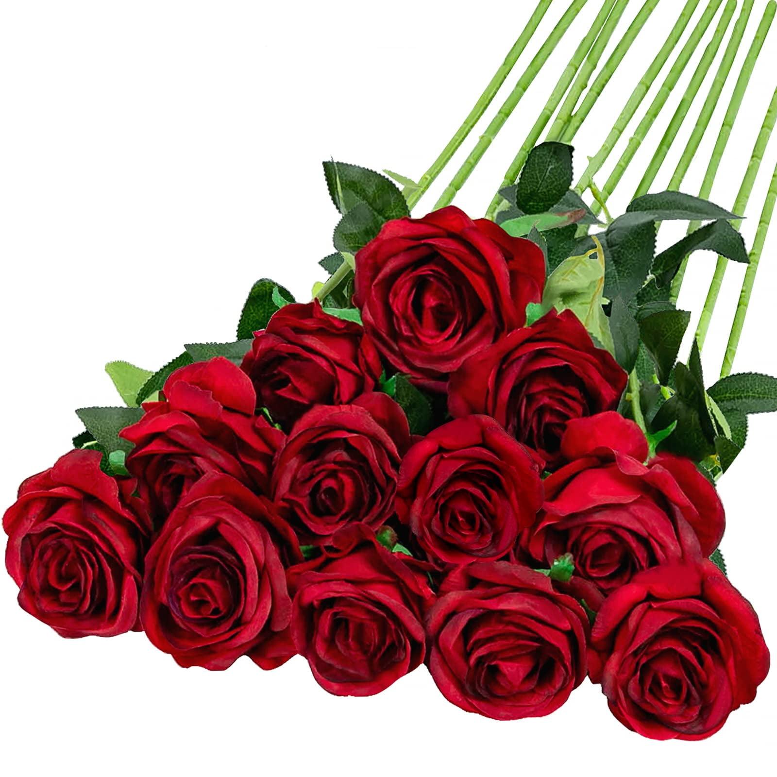 Fake Roses Picture TETOU 12pcs Artificial Rose Flower Silk Fake Roses Real Touch for Party ...