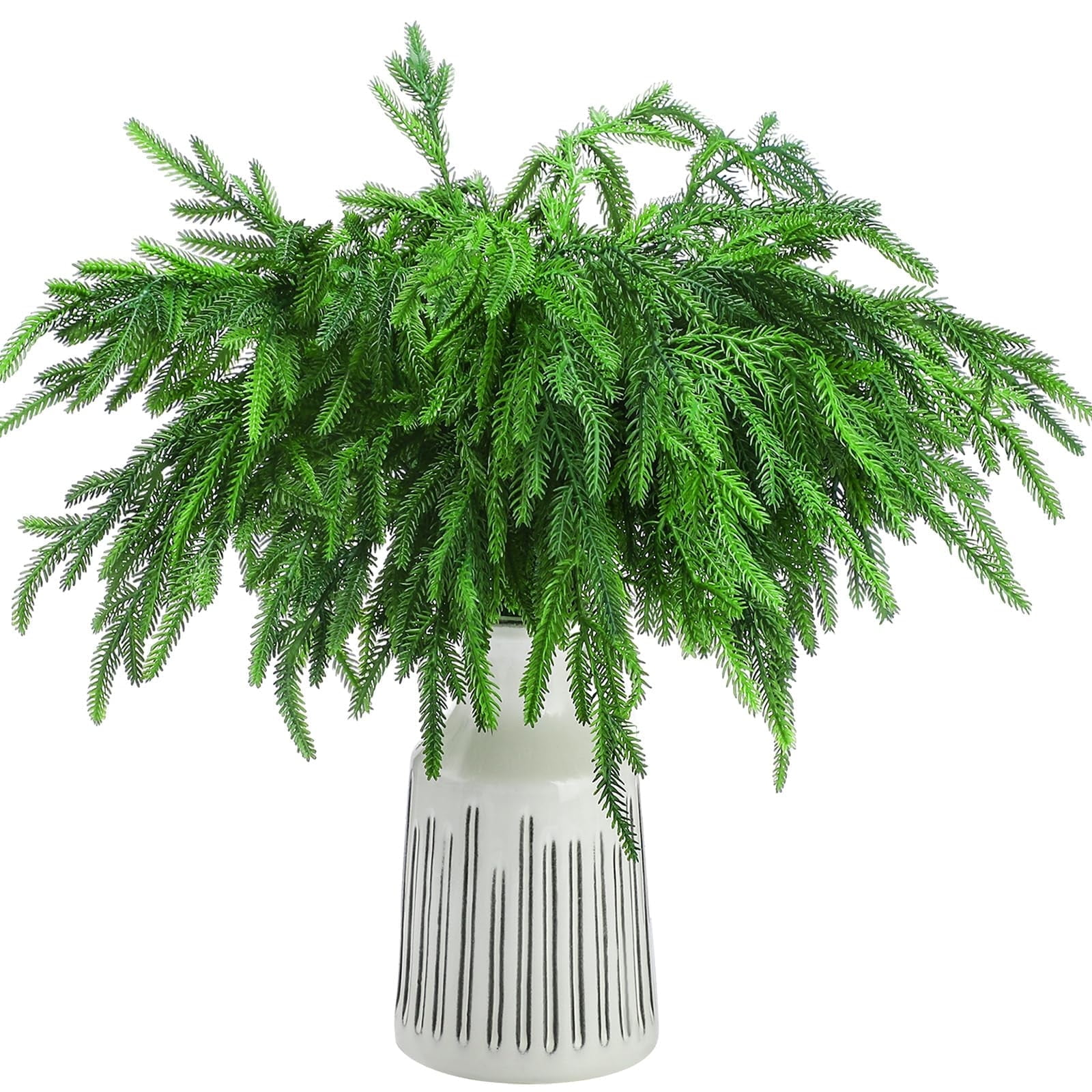 TETOU 12pcs Christmas Norfolk Pine Branches Artificial Norfolk Pine Stem DIY Wreaths Home Decor