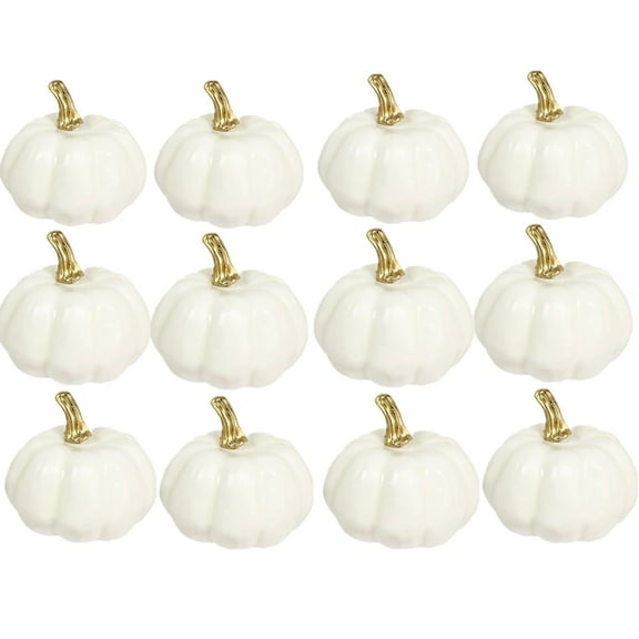 TETOU 12pcs Mini Pumpkins Artificial White Foam Pumpkins for Home Table Centerpiece Fall Thanksgiving Halloween Decoration Crafts