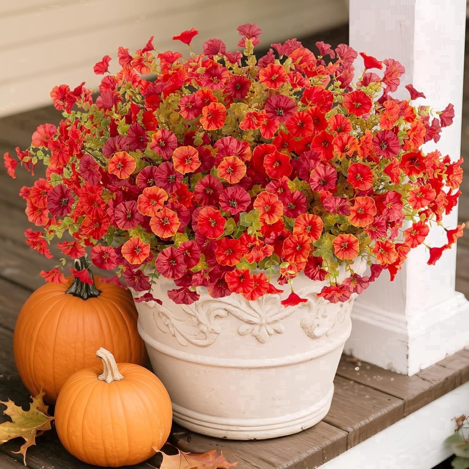 Faking Fall TETOU 12pcs Outdoor Artificial Fake Fall Flowers,UV Resistant No Fade ...