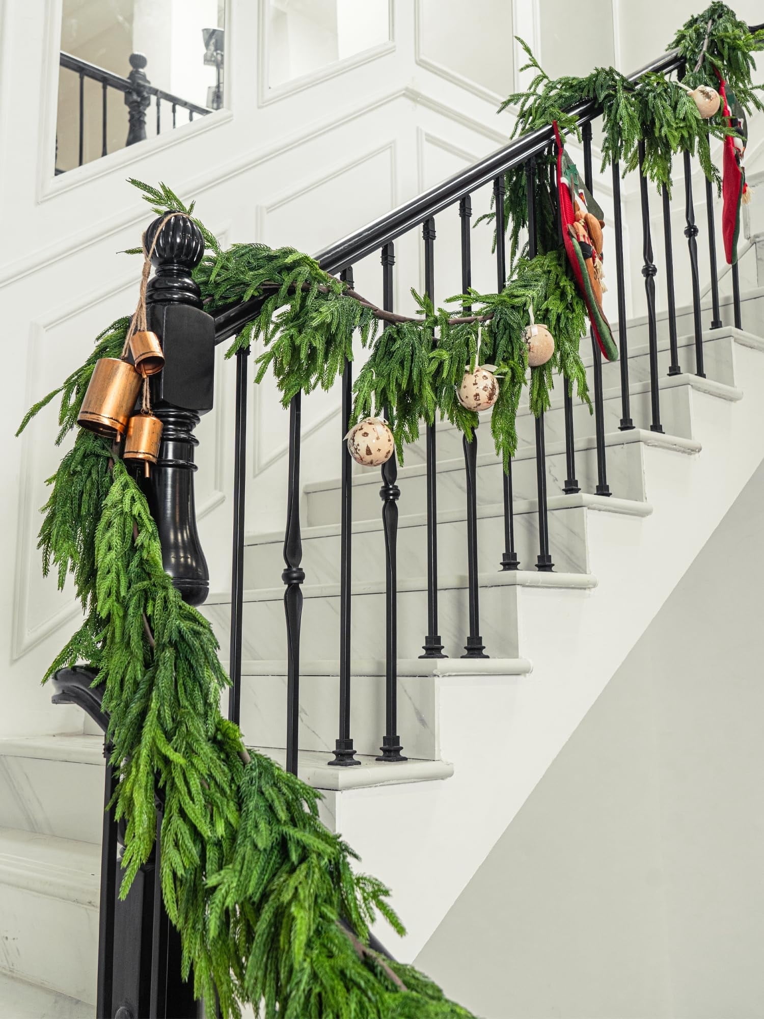 TETOU 15 ft Christmas Norfolk Pine Garlands, Faux Greenery Pine Garland ...