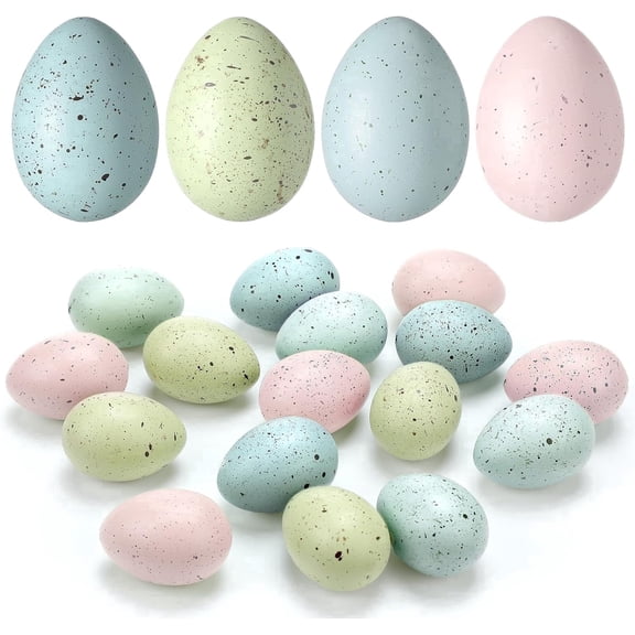 TETOU 16 Pcs Easter Egg Basket Stuffers,2.4in Decorative Easter Speckled Eggs Plastic Bowl and Vase Filler for DIY Crafts Spring Displays Easter Party Decorations