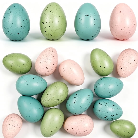 TETOU 16 Pcs Easter Egg Basket Stuffers,2.4in Decorative Easter Speckled  Eggs Plastic Bowl and Vase Filler for DIY Crafts Spring Displays Easter Party Decorations
