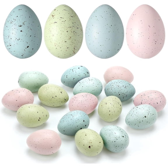 TETOU 16 Pcs Easter Basket Stuffers,2.4in Decorative Easter Speckled Eggs Plastic Bowl and Vase Filler for DIY Crafts Spring Displays Easter Party Decorations