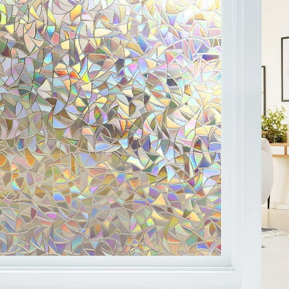 TETOU 17.5*78.7" Window Privacy Film, Stained Glass Window Film, Sun Blocking Static Cling Window Stickers for Room Home Window Decor