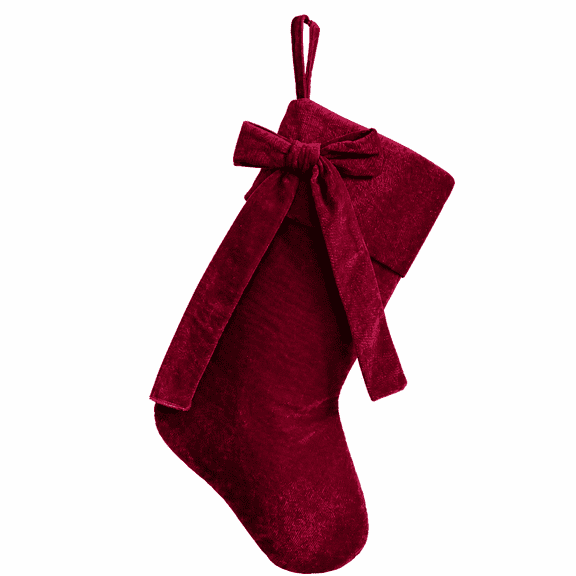 TETOU 18.9" Velvet Christmas Stockings, Extra Thick Large Bow Velvet Christmas Stockings for Fireplace Family Holiday Christmas Party Decorations(Burgundy)