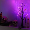 thumbnail image 1 of TETOU 1pc-24'' Halloween Lighted Birches Tree,Total 24 LED Battery Operated Artificial Black Spooky Tree with Timer Halloween Decoration for Fall Home Bedroom Wedding Indoor Party-Orange Purple, 1 of 5