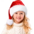 thumbnail image 1 of TETOU 1pc Christmas Hat for Child,Red and White Fur Plush Velvet Santa Hat for Kids Christmas New Year Festive Party, 1 of 7
