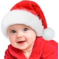 thumbnail image 1 of TETOU 1pc Christmas Hat for Baby,Red and White Fur Plush Velvet Santa Hat for Infant Baby Christmas New Year Festive Party Decoration, 1 of 7