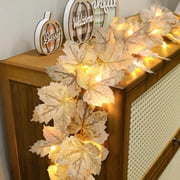 TETOU 2 Pack Fall Decor Fall Garland with Timer Lights,13Ft 40LED Battery Operated Lighted Maples Leaves Garland for Autumn Harvest Halloween Thanksgiving Indoor Outdoor Decoration