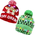 thumbnail image 1 of TETOU 2 Pack Light Up Christmas Hat,Cute Cartoon Design Xmas Knitted Beanie Hat with Light for Adults Kids Christmas Gift New Years Party Decoration(Style B), 1 of 7