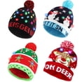 thumbnail image 1 of TETOU 4 Pack Light Up Christmas Hat,Cute Cartoon Design Xmas Knitted Beanie Hat with Light for Adults Kids Christmas Gift New Years Party Decoration(Style A), 1 of 4