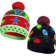 thumbnail image 1 of TETOU 2 Pack Light Up Christmas Hat,Cute Cartoon Design Xmas Knitted Beanie Hat with Light for Adults Kids Christmas Gift New Years Party Decoration(Style A), 1 of 6