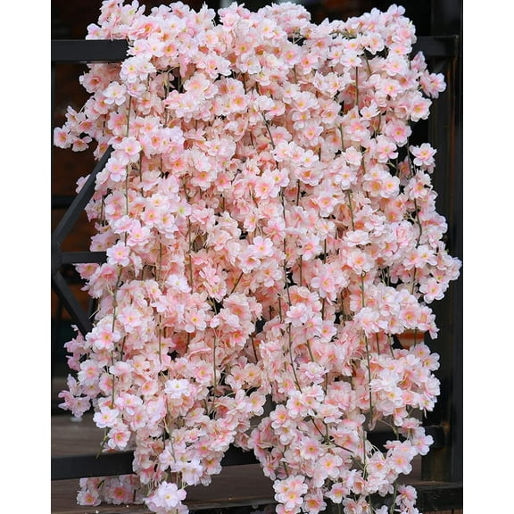 TETOU 23.6ft Flower Garland Artificial Cherry Blossom Hanging Vines for Spring Pink Home Room Wedding Party Kawaii Decor