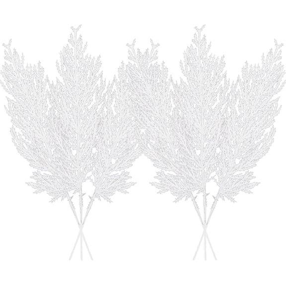 TETOU 24Pcs Christmas Glitter Stems Artificial Norfolk Pine Tree Picks Christmas Tree fillers Christmas Ornaments for DIY Xmas Tree, Wreath, Garland, Crafts, Holiday Party Wedding and Home Decoration