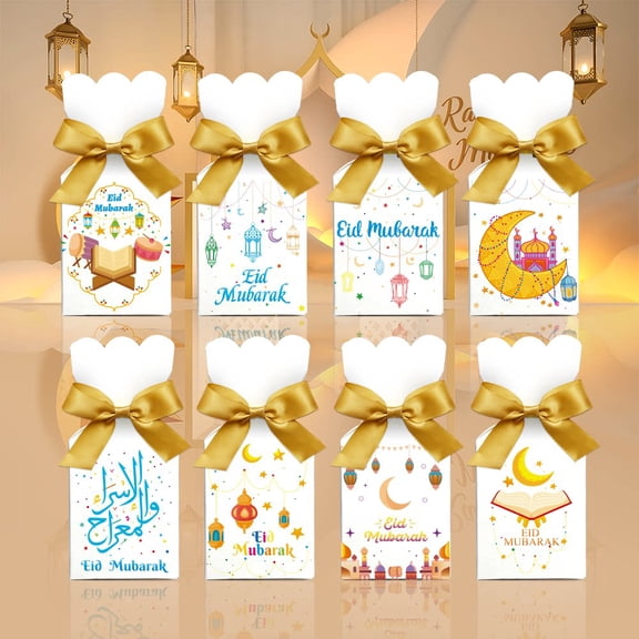 TETOU 24pcs Eid Mubarak Vase Shaped Candy Box Muslim Ramadan Party Snack Favors Box