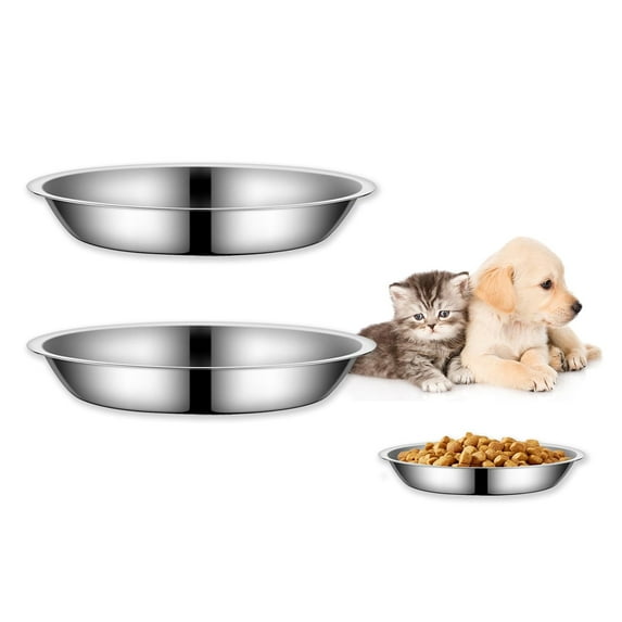 TETOU 2Pcs 12oz Stainless Steel Non-Skid Pet Bowl, 6.1" Whisker Fatigue Relief Small Cat Wet Food Bowl, Pet Feeding Bowl for Kitten Puppy Small Dog