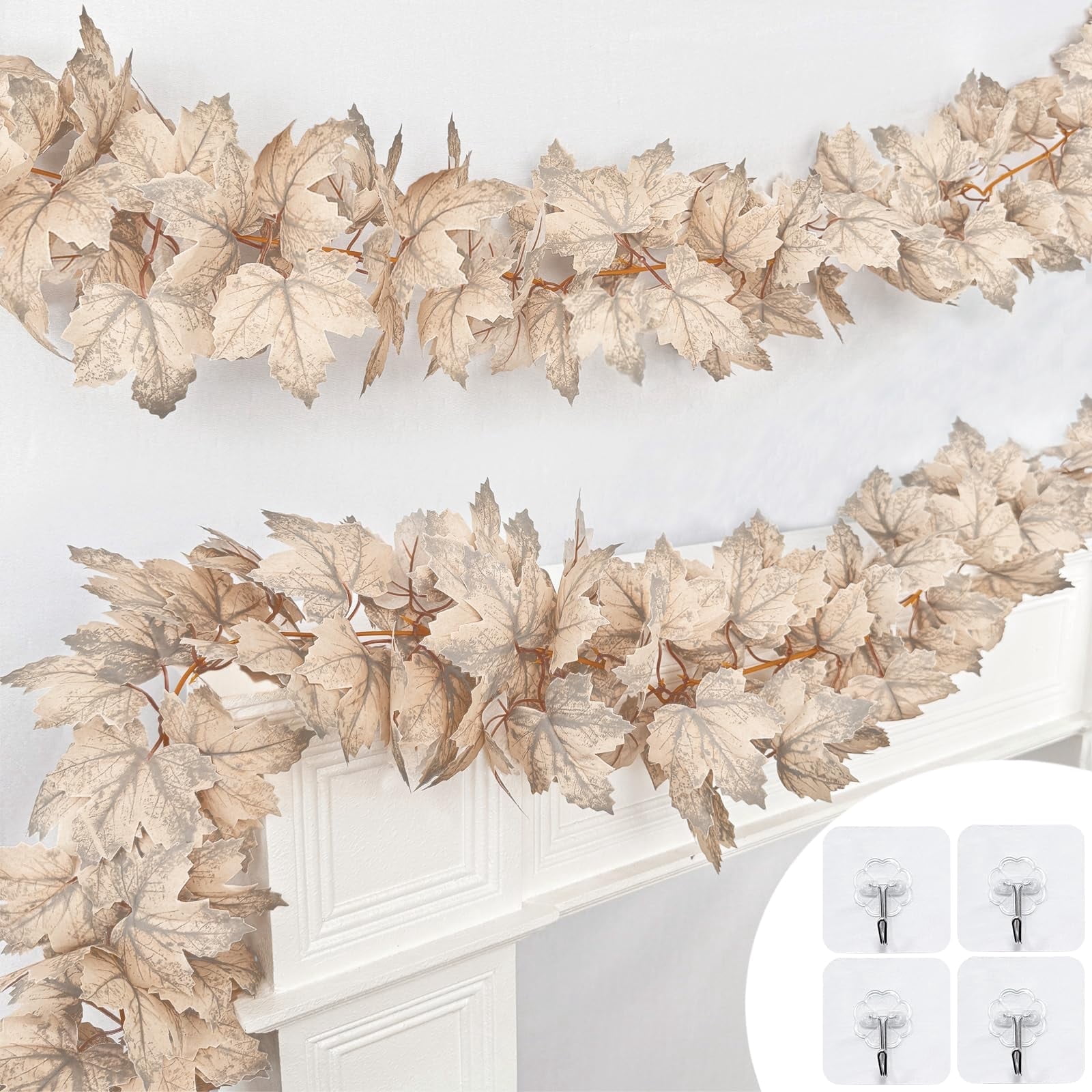 TETOU 2Pcs Fall Garland Maple Leaf, 68.9 Inches/Piece Hanging Vine ...