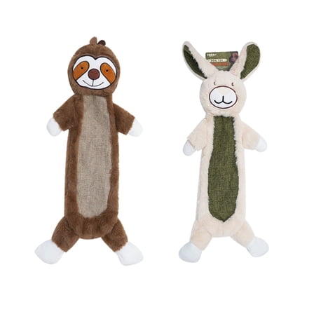 TETOU 2Pcs Squeaky Dog Toys, No Stuffing Crinkle Dog Toys, Interactive Dog Toy for Aggressive Chewers Large Medium Small Dogs(Bunny & Sloth）