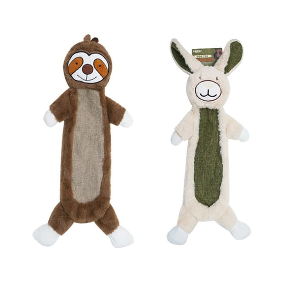 TETOU 2Pcs Squeaky Dog Toys, No Stuffing Crinkle Dog Toys, Interactive Dog Toy for Aggressive Chewers Large Medium Small Dogs(Bunny & Sloth)