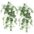 thumbnail image 1 of TETOU 2Pcs UV Simulation Artificial Flowers, Artificial Morning Glories, Fade Resistant Fake Hanging Flowers for Outdoors Home Porch Garden Patio Decoration - White, 1 of 8