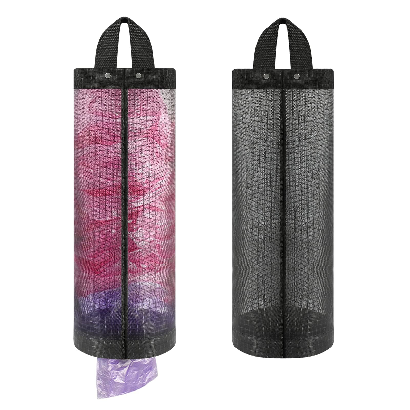 TETOU 2pcs Plastic Bag Holder Mesh Hanging Storage Black Bag Organizer