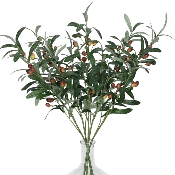 TETOU 30" 6pcs Artificial Olive Branches Long Stems Fake Greenery Plant Wedding Floral Arrangement Home Decor