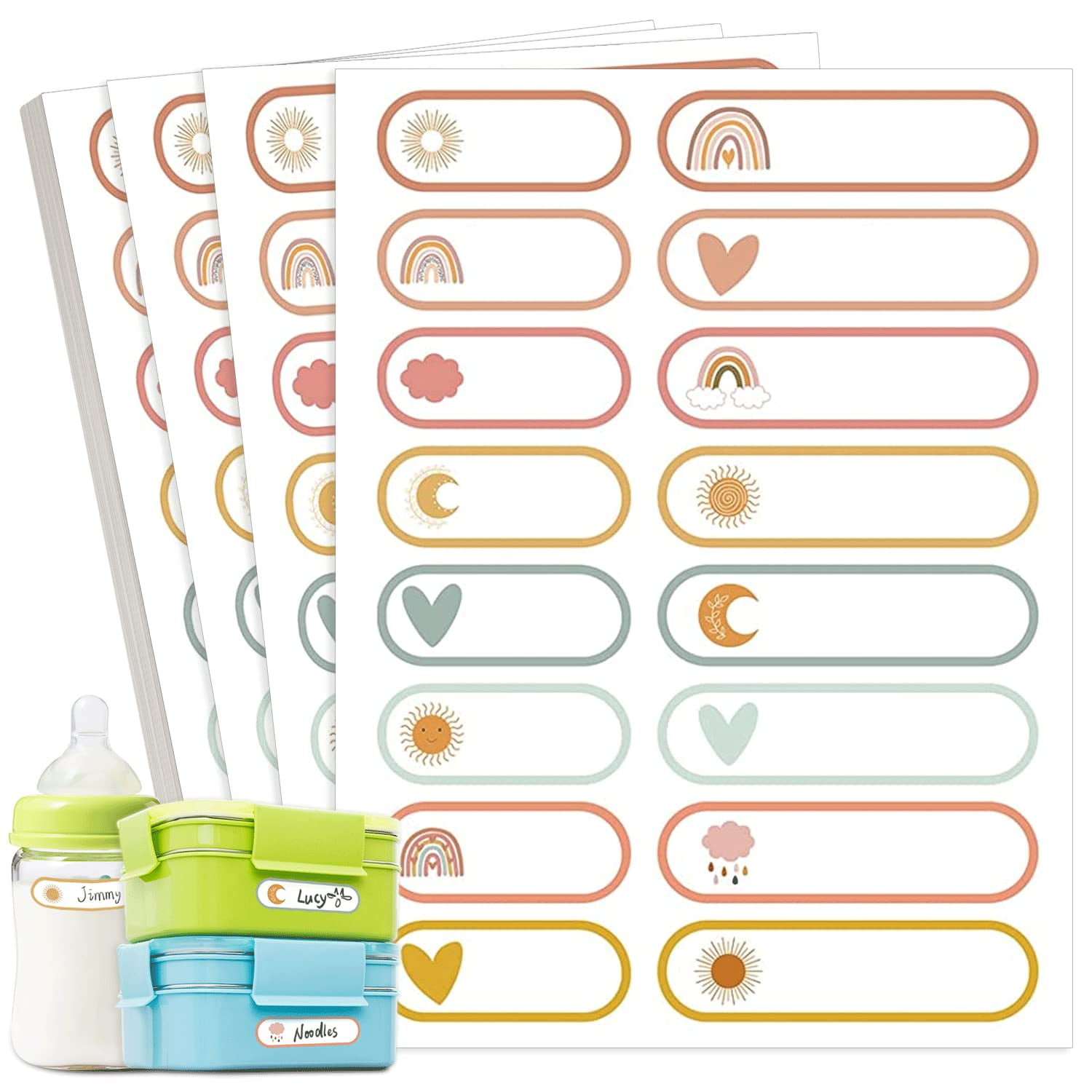 Baby Bottle Labels for Daycare Supplies, 144 PCS Waterproof Daycare Labels  Self Laminating, Dishwasher Safe, School Name Labels Stickers for Kids