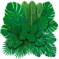 thumbnail image 1 of TETOU 36Pcs Palm Leaves Artificial Tropical Monstera, 6 Kinds Large Small Green Fake Palm Leaf with Stems for Home Kitchen Party Flowers Arrangement Wedding Hawaiian Party Table Decoration, 1 of 9