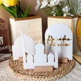 thumbnail image 1 of TETOU 3pcs Acrylic Eid Ramadan Moon Castle with Wooden Base Islamic Mubarak Home Table Art Craft Decoration, 1 of 10