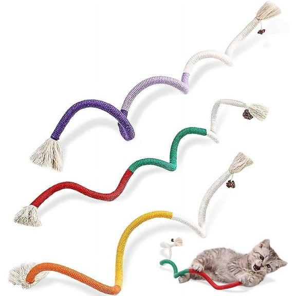 TETOU 3pcs Cotton Rope Cat Toys, Handmade Pet Chew Interactive Teething Catnip Rope Toys for Indoor Cats Teeth Cleaning