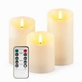 thumbnail image 1 of TETOU 3pcs LED Flameless Candles Indoor Battery Fake Plastic Pillar Candles with Remote Control Ivory White, 1 of 7